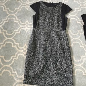 J crew tweed work dress with lace sleeve detail